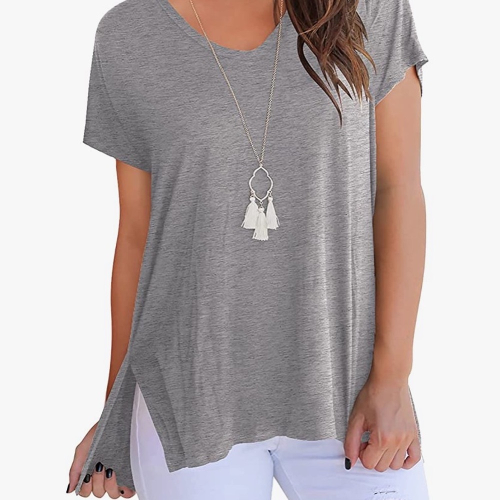 Basic gray short sleeve tunic tee, soft & cute! Sz SM - Picture 1 of 16